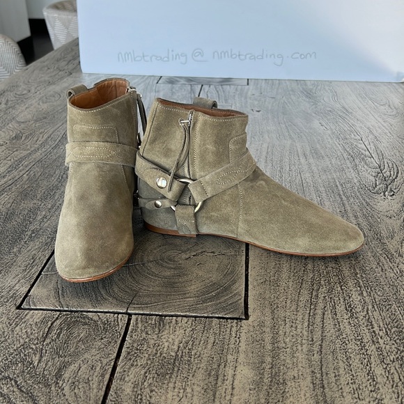 Isabel Marant Etoile faded olive green 7M(37) leather straps ankle hi boots - Picture 11 of 16